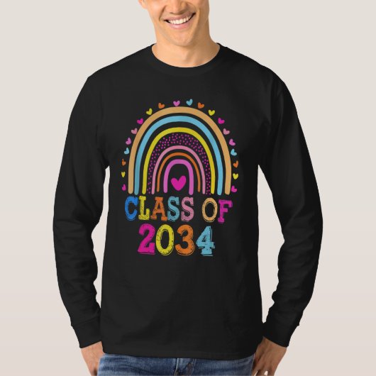 Class of 2034 Rainbow Grow with Me Afstuderen T-shirt (Voorkant)