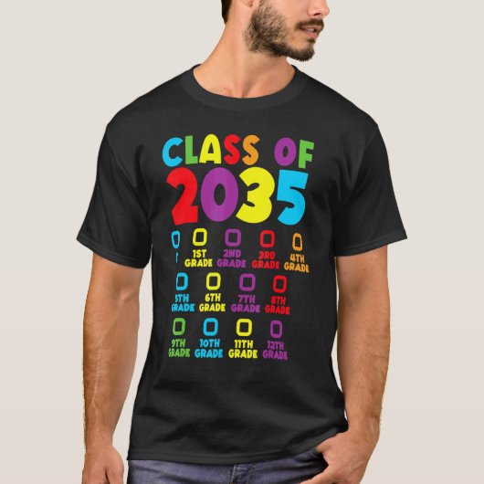 Class Of 2035 Grow With Me Checklist Kindergarten  T-shirt (Voorkant)