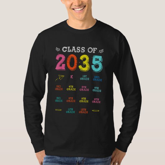 Class Of 2035 Grow With Me First Day Of School Che T-shirt (Voorkant)