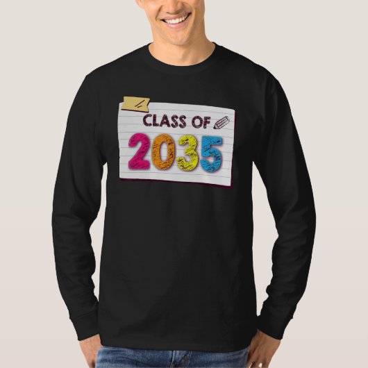 Class Of 2035 Grow With Me Graduation First Day Of T-shirt (Voorkant)