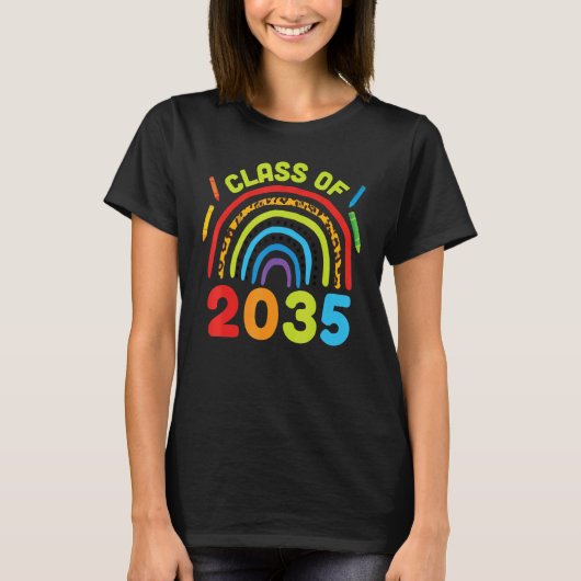 Class of 2035 Rainbows Grow  Back to School Grad P T-shirt (Voorkant)