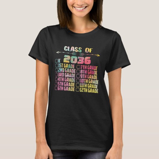 Class Of 2036 Students Handprint Checklist T-shirt (Voorkant)