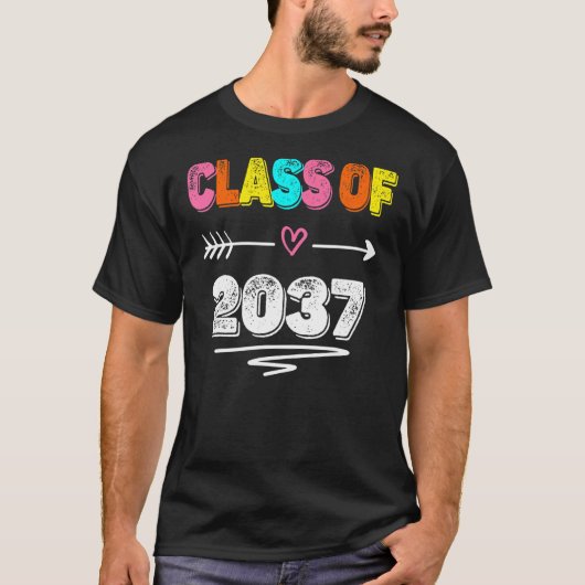 Class Of 2037 Grow With me First Day Of School Gra T-shirt (Voorkant)