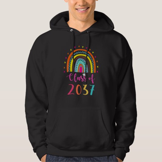 Class Of 2037 Kindergarten Graduate Graduation Rai Hoodie (Voorkant)