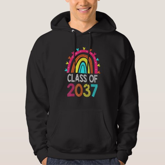 Class of 2037 Rainbow Graduation First Day of Scho Hoodie (Voorkant)