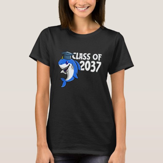 Class Of 2037 Shark Graduate Pre K Kindergarten Pr T-shirt (Voorkant)