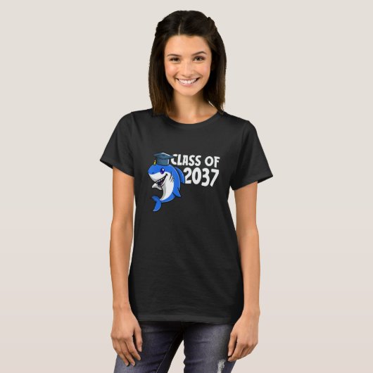 Class Of 2037 Shark Graduate Pre K Kindergarten Pr T-shirt (Voorkant volledig)