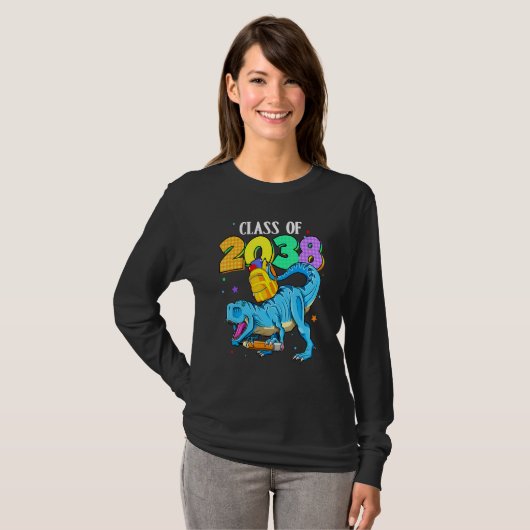 Class Of 2038 Grow With Me Rex Dinosaur T-shirt (Voorkant volledig)
