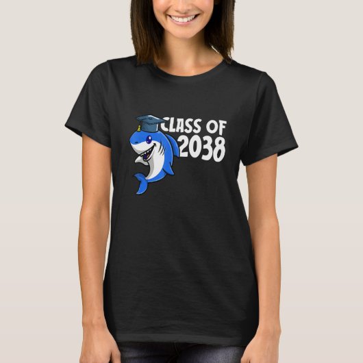 Class Of 2038 Shark Graduate Pre K Kindergarten Pr T-shirt (Voorkant)