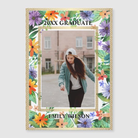 Class of 20XX Floral Photo Graduation Announcement (Voorkant)