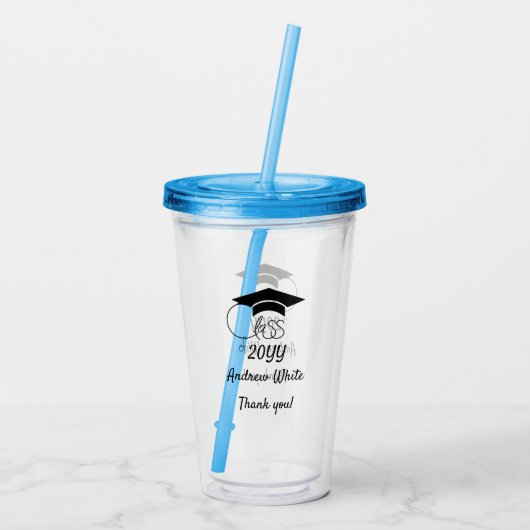 Class of-Custom Year-Name-Phrase-Black Script Acryl Drinkbeker (Achterkant)