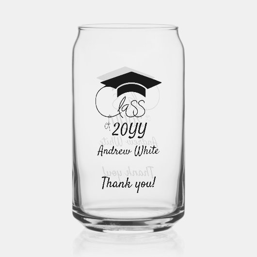 Class of-Custom Year-Name-Phrase-Black Script Blikvorm Glas (Voorkant)