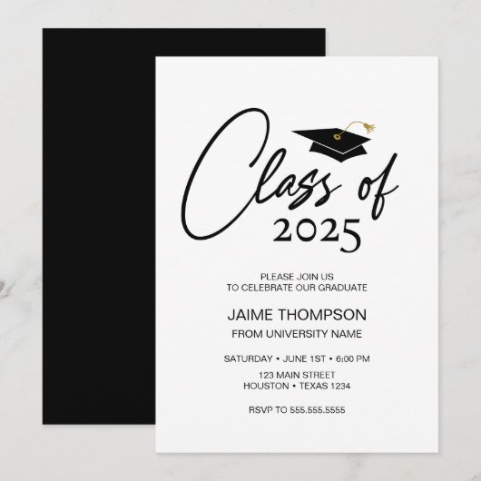 Class of Modern Graduation Invitation Kaart (Voorkant / Achterkant)