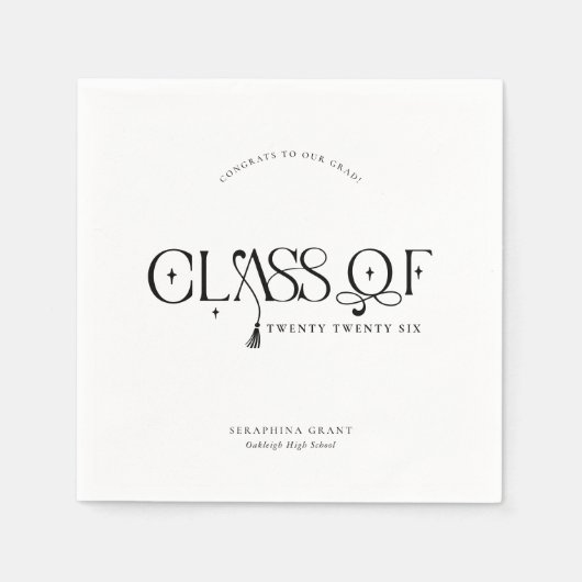 Class Of | Modern Personalized Graduation Party Servet (Voorkant)