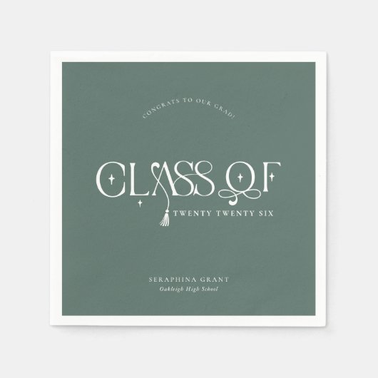 Class Of | Modern Personalized Graduation Party Servet (Voorkant)