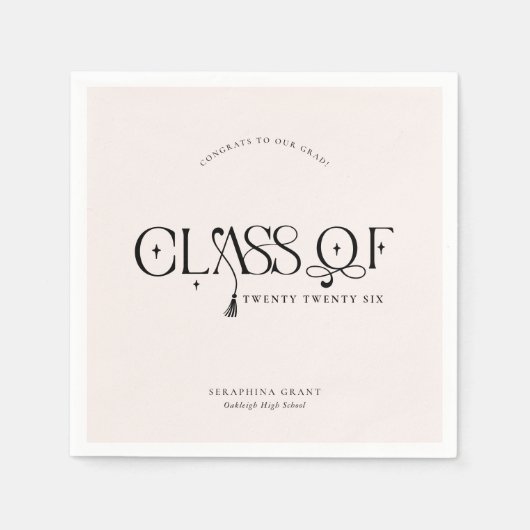 Class Of | Modern Personalized Graduation Party Servet (Voorkant)