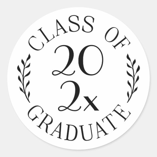 Class of Year Graduate Chic Black White Typography Ronde Sticker (Voorkant)