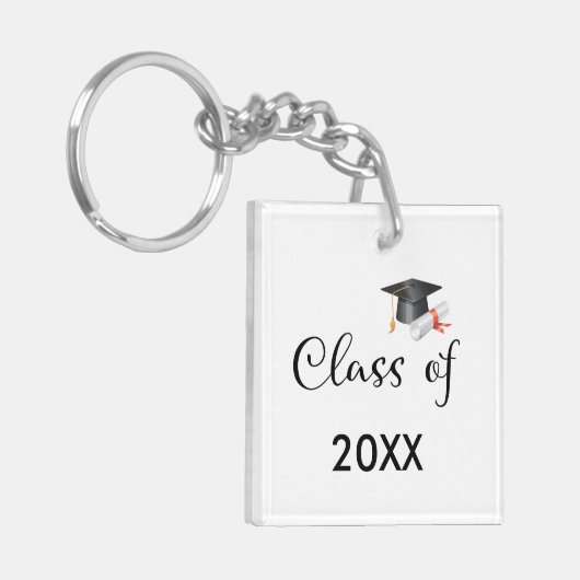 Class of Your Year Graduation Cap gepersonaliseerd Sleutelhanger (Voorkant Links)