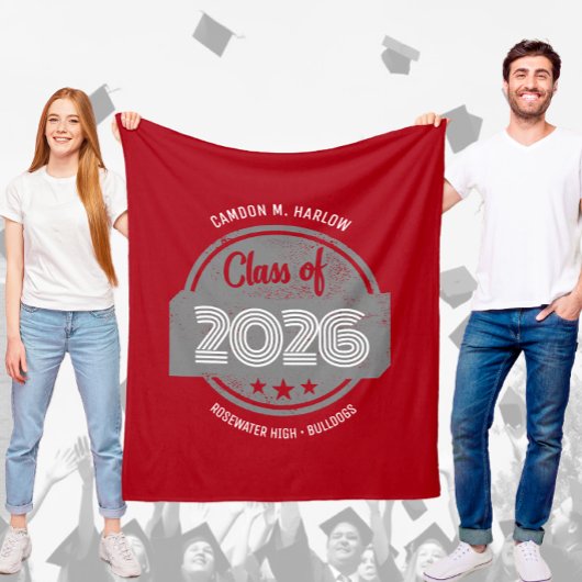 Class of YY Graduate Name Red Fleece Deken