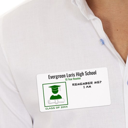 Class Reunion / Afstuderen Groene Sticker Naam Tag
