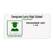 Class Reunion / Afstuderen Groene Sticker Naam Tag (Voorkant)