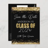 Class Reunion Black en Gold Save the Date Briefkaart (Voorkant / Achterkant)
