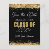 Class Reunion Black en Gold Save the Date Briefkaart (Voorkant)