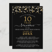 Class Reunion Black Gold Confetti Streamers Kaart (Voorkant / Achterkant)