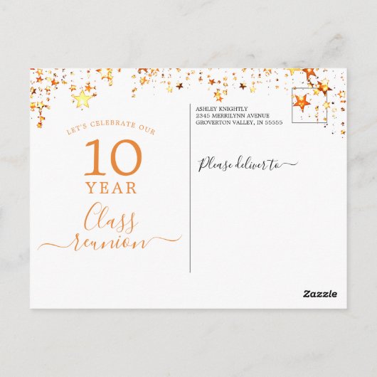 Class Reunion Black Oranje Sterren lichten elk jaa Briefkaart (Achterkant)