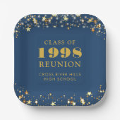 Class Reunion Blue Gold Sterren gepersonaliseerd Papieren Bordje (Voorkant)