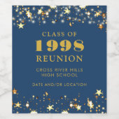 Class Reunion Blue Gold Sterren gepersonaliseerd Wijn Etiket (Enkel label)