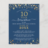 Class Reunion Blue Gold Sterren lichten elk jaar Briefkaart (Voorkant)