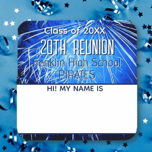 Class Reunion blue Name tag Sticker
