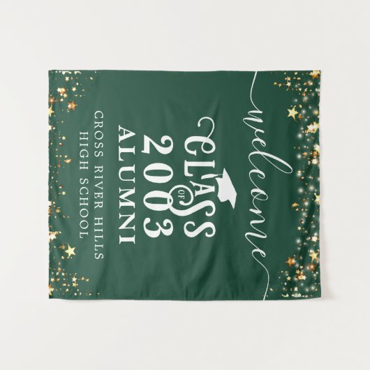 Class Reunion Donkergroen Welkomstjaar Alumni Wandkleed (Voorkant (horizontaal))