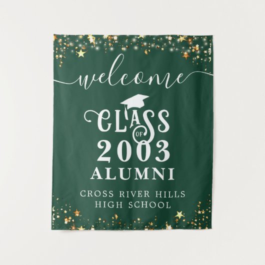 Class Reunion Donkergroen Welkomstjaar Alumni Wandkleed (Voorkant)