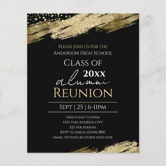 Class Reunion Elk jaar Alumni Gold Zwart (Voorkant)