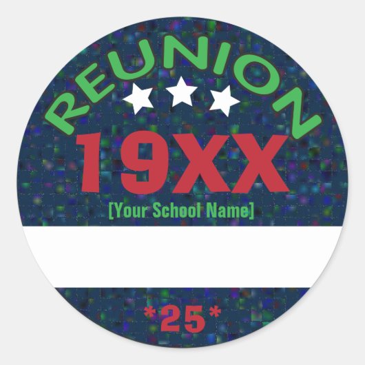 Class Reunion Glanzende Achtergrond Naam Tag Ronde Sticker (Voorkant)