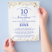 Class Reunion Gold Stars Royal Blue Uitnodiging Flyer (Hand)