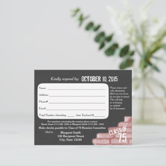 Class Reunion Graffiti Response Kaart (Staand voorkant)