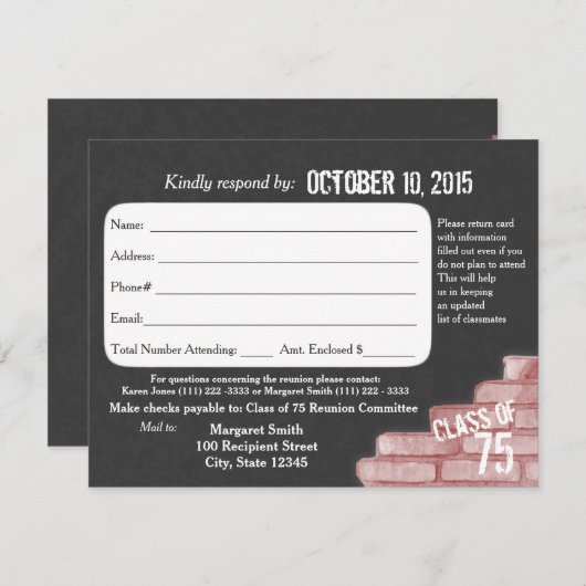 Class Reunion Graffiti Response Kaart (Voorkant / Achterkant)