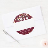 Class Reunion Maroon Bourgondië Gouden Sterren Naa Ronde Sticker (Envelop)