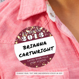 Class Reunion Maroon Bourgondië Gouden Sterren Naa Ronde Sticker