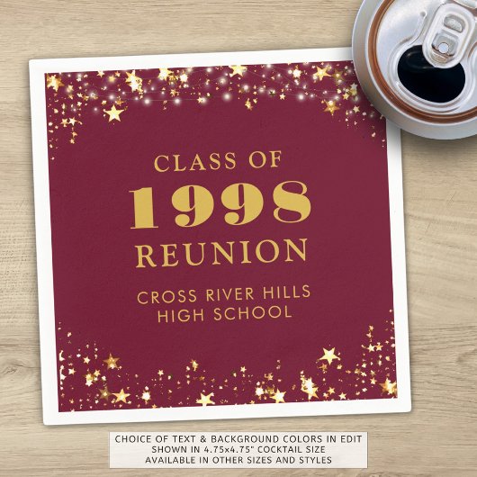 Class Reunion Maroon Gold gepersonaliseerd Servet