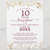 Class Reunion Maroon Gold Stars Lights uitnodiging Flyer (Voorkant)