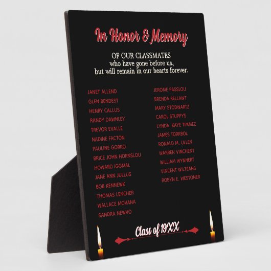 Class Reunion Memorial Tribute tafelblad Fotoplaat (Zijkant)