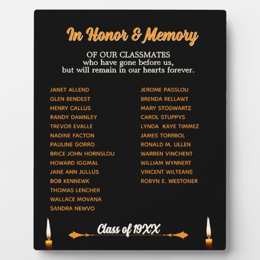 Class Reunion Memorial Tribute tafelblad Fotoplaat (Voorkant)