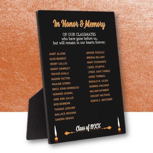 Class Reunion Memorial Tribute tafelblad Fotoplaat