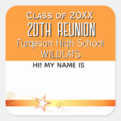 Class Reunion ORANJE Naam tag Sticker (Voorkant)