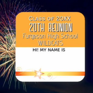 Class Reunion ORANJE Naam tag Sticker