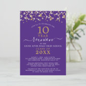 Class Reunion Purple Gold Confetti Streamers Kaart (Staand voorkant)